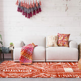 Red Vintage Rug Polyester Tribal Pattern Rug Pet Friendly Washable Anti-Slip Backing Carpet for Decoration Clearhalo 'Area Rug' 'Rugs' 'Southwestern' Rug' 1726129