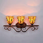 Stained Glass Bell Vanity Lighting Vintage Tiffany 3 Lights Wall Sconce Light in Yellow/Red/Clear for Bathroom Yellow Clearhalo 'Industrial' 'Middle century wall lights' 'Tiffany wall lights' 'Tiffany' 'Wall Lamps & Sconces' 'Wall Lights' Lighting' 172616