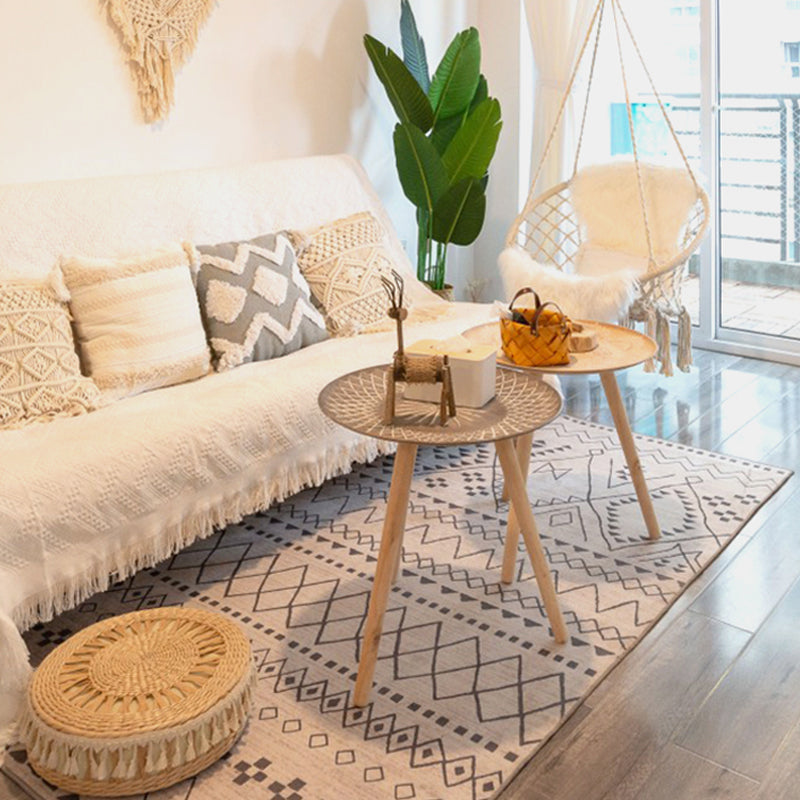 Stylish Tribal Geometric Pattern Rug with Stripe Grey Bohemian Rug Polyester Pet Friendly Non-Slip Backing Washable Area Rug for Living Room Clearhalo 'Area Rug' 'Bohemian' 'Rugs' Rug' 1726183