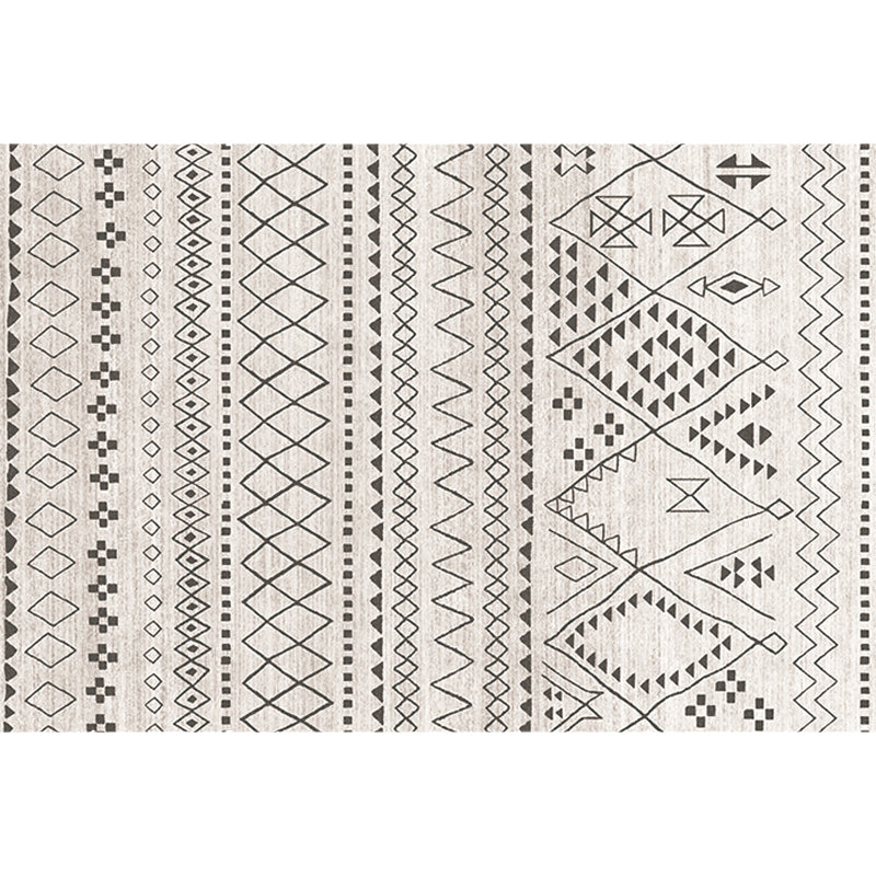 Stylish Tribal Geometric Pattern Rug with Stripe Grey Bohemian Rug Polyester Pet Friendly Non-Slip Backing Washable Area Rug for Living Room Clearhalo 'Area Rug' 'Bohemian' 'Rugs' Rug' 1726184