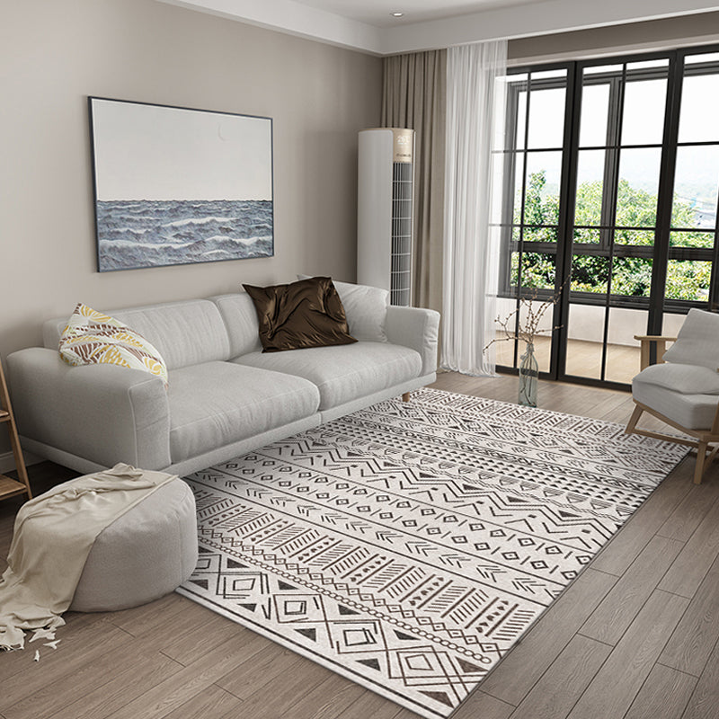 Stylish Tribal Geometric Pattern Rug with Stripe Grey Bohemian Rug Polyester Pet Friendly Non-Slip Backing Washable Area Rug for Living Room Apricot Clearhalo 'Area Rug' 'Bohemian' 'Rugs' Rug' 1726190