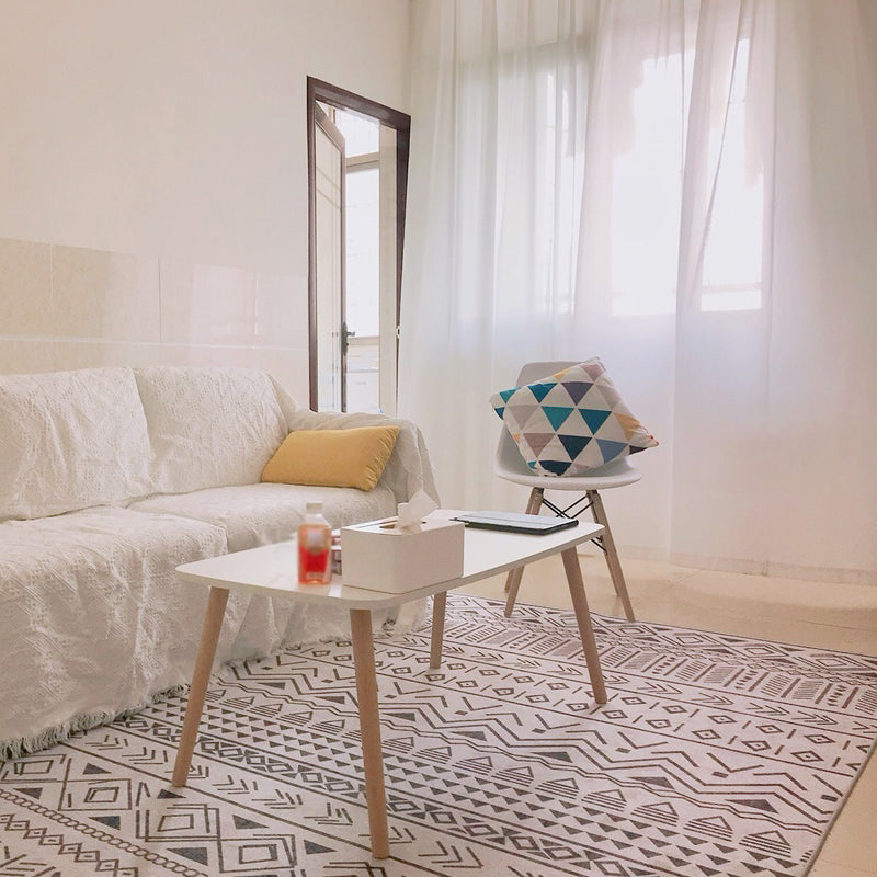 Stylish Tribal Geometric Pattern Rug with Stripe Grey Bohemian Rug Polyester Pet Friendly Non-Slip Backing Washable Area Rug for Living Room Clearhalo 'Area Rug' 'Bohemian' 'Rugs' Rug' 1726191