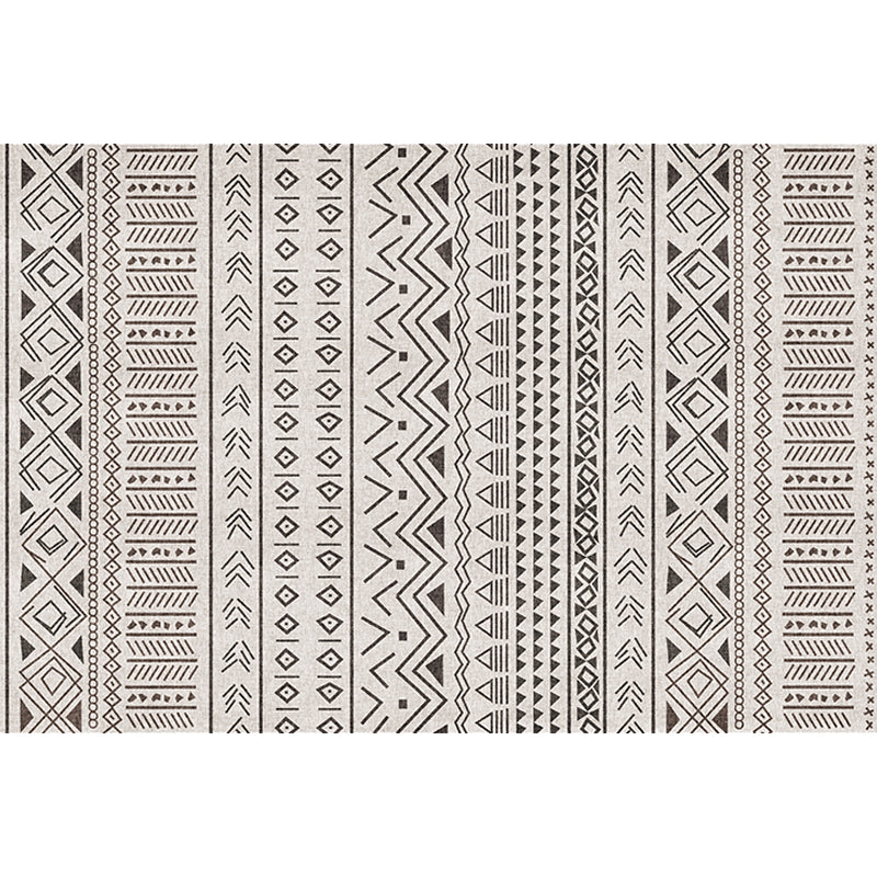 Stylish Tribal Geometric Pattern Rug with Stripe Grey Bohemian Rug Polyester Pet Friendly Non-Slip Backing Washable Area Rug for Living Room Clearhalo 'Area Rug' 'Bohemian' 'Rugs' Rug' 1726192
