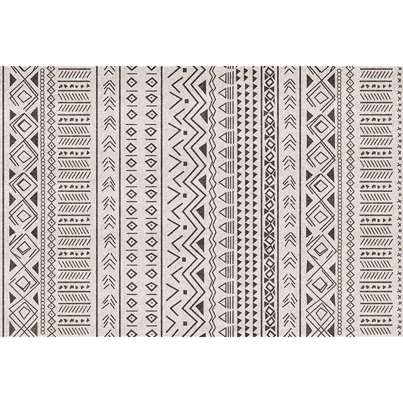 Stylish Tribal Geometric Pattern Rug with Stripe Grey Bohemian Rug Polyester Pet Friendly Non-Slip Backing Washable Area Rug for Living Room Clearhalo 'Area Rug' 'Bohemian' 'Rugs' Rug' 1726192