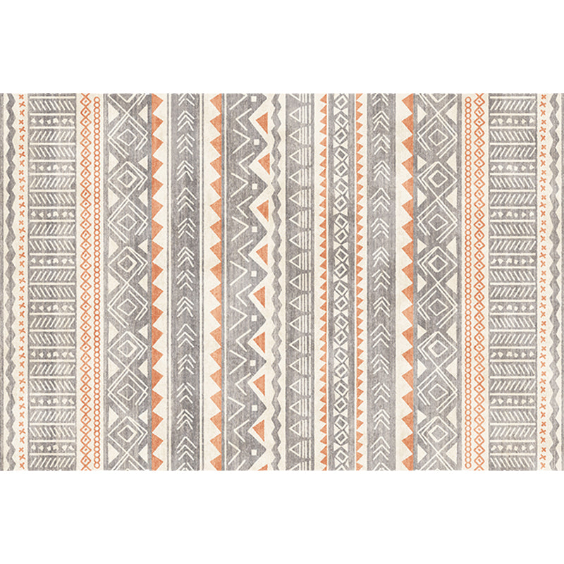 Stylish Tribal Geometric Pattern Rug with Stripe Grey Bohemian Rug Polyester Pet Friendly Non-Slip Backing Washable Area Rug for Living Room Clearhalo 'Area Rug' 'Bohemian' 'Rugs' Rug' 1726195