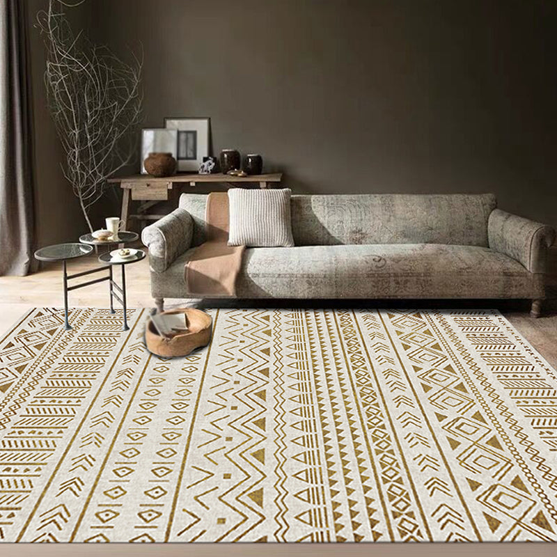 Stylish Tribal Geometric Pattern Rug with Stripe Grey Bohemian Rug Polyester Pet Friendly Non-Slip Backing Washable Area Rug for Living Room Gold Clearhalo 'Area Rug' 'Bohemian' 'Rugs' Rug' 1726196