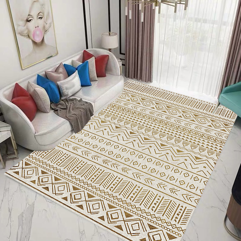 Stylish Tribal Geometric Pattern Rug with Stripe Grey Bohemian Rug Polyester Pet Friendly Non-Slip Backing Washable Area Rug for Living Room Clearhalo 'Area Rug' 'Bohemian' 'Rugs' Rug' 1726197