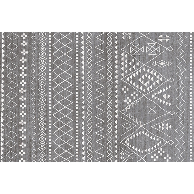 Stylish Tribal Geometric Pattern Rug with Stripe Grey Bohemian Rug Polyester Pet Friendly Non-Slip Backing Washable Area Rug for Living Room Clearhalo 'Area Rug' 'Bohemian' 'Rugs' Rug' 1726201