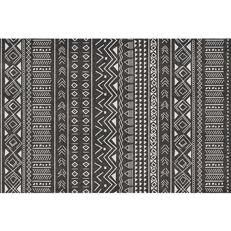 Stylish Tribal Geometric Pattern Rug with Stripe Grey Bohemian Rug Polyester Pet Friendly Non-Slip Backing Washable Area Rug for Living Room Clearhalo 'Area Rug' 'Bohemian' 'Rugs' Rug' 1726204