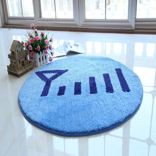 Blue and Red Kids Rug Polyester House and Battery Pattern Rug Pet Friendly Washable Anti-Slip Backing Carpet for Decoration Sky Blue