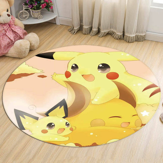 Yellow Kids Rug Polyester Cartoon Animal Pattern Rug Pet Friendly Washable Anti-Slip Backing Carpet for Decoration Yellow