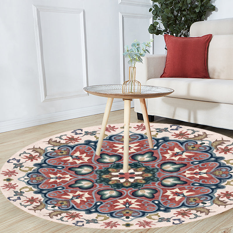 Unique Flower Pattern Rug Multicolor Moroccan Rug Polyester Pet Friendly Non-Slip Backing Washable Area Rug for Living Room Dark Red Clearhalo 'Area Rug' 'Moroccan' 'Rugs' Rug' 1726256
