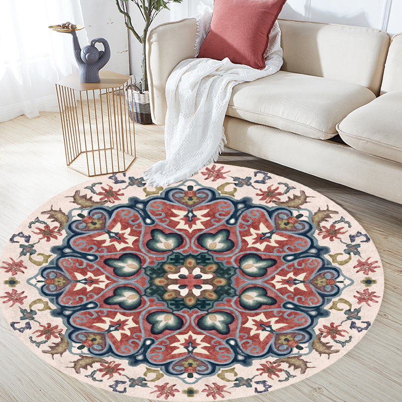 Unique Flower Pattern Rug Multicolor Moroccan Rug Polyester Pet Friendly Non-Slip Backing Washable Area Rug for Living Room Clearhalo 'Area Rug' 'Moroccan' 'Rugs' Rug' 1726257