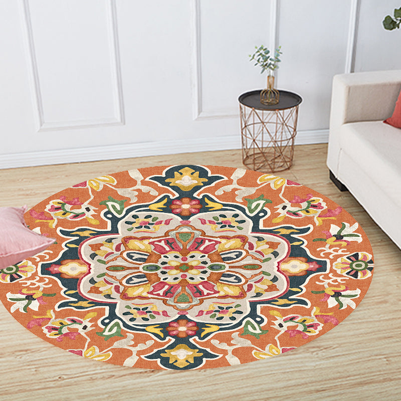 Unique Flower Pattern Rug Multicolor Moroccan Rug Polyester Pet Friendly Non-Slip Backing Washable Area Rug for Living Room Clearhalo 'Area Rug' 'Moroccan' 'Rugs' Rug' 1726260