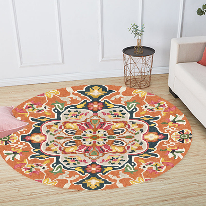 Unique Flower Pattern Rug Multicolor Moroccan Rug Polyester Pet Friendly Non-Slip Backing Washable Area Rug for Living Room Clearhalo 'Area Rug' 'Moroccan' 'Rugs' Rug' 1726260