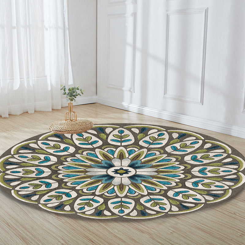 Unique Flower Pattern Rug Multicolor Moroccan Rug Polyester Pet Friendly Non-Slip Backing Washable Area Rug for Living Room Green Clearhalo 'Area Rug' 'Moroccan' 'Rugs' Rug' 1726262