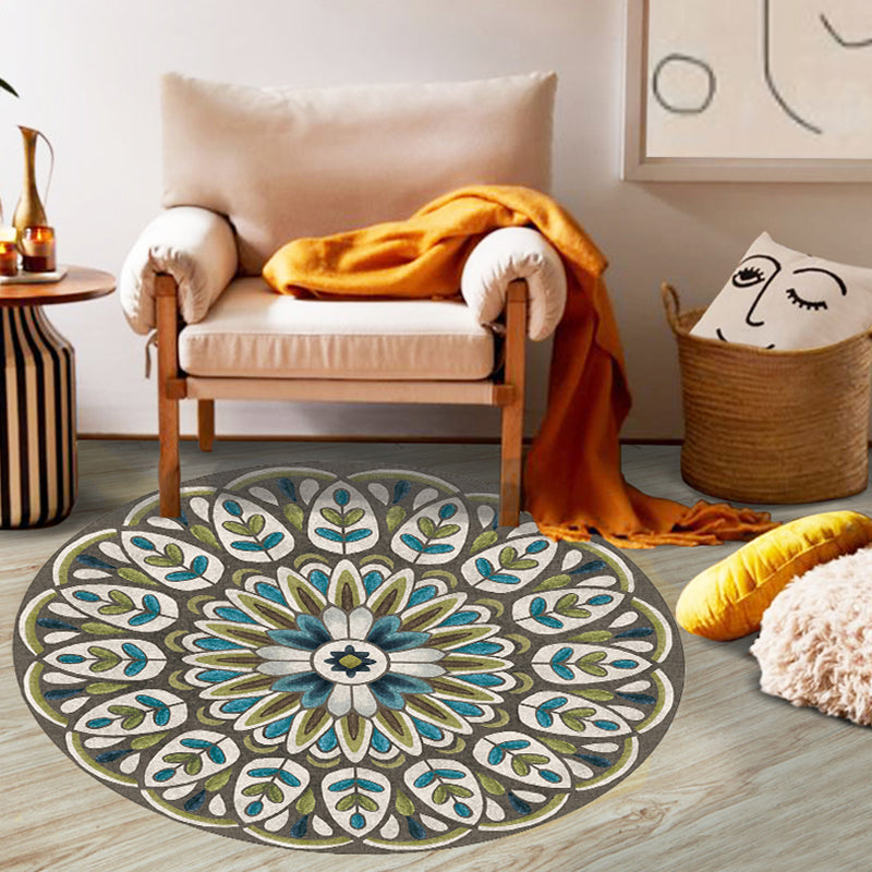 Unique Flower Pattern Rug Multicolor Moroccan Rug Polyester Pet Friendly Non-Slip Backing Washable Area Rug for Living Room Clearhalo 'Area Rug' 'Moroccan' 'Rugs' Rug' 1726263