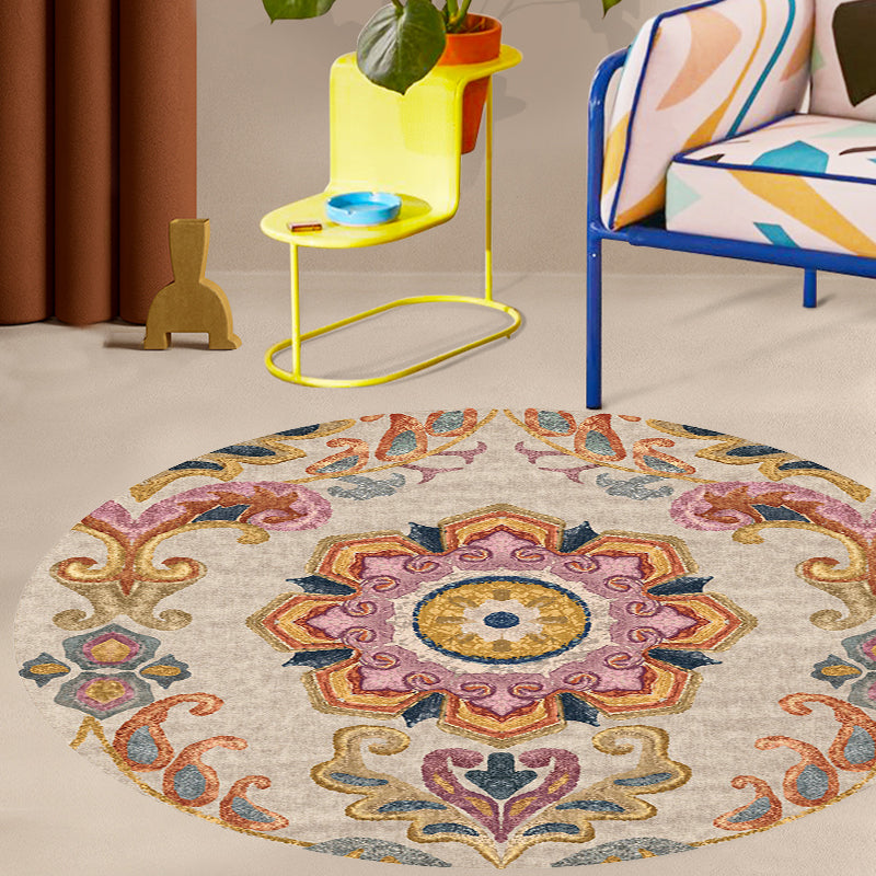 Unique Flower Pattern Rug Multicolor Moroccan Rug Polyester Pet Friendly Non-Slip Backing Washable Area Rug for Living Room Clearhalo 'Area Rug' 'Moroccan' 'Rugs' Rug' 1726266
