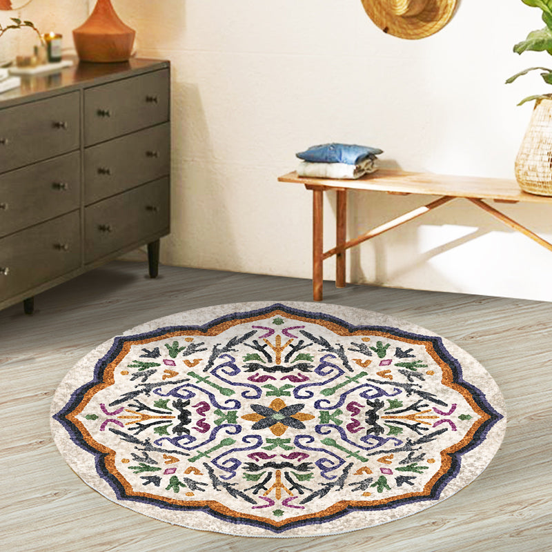 Unique Flower Pattern Rug Multicolor Moroccan Rug Polyester Pet Friendly Non-Slip Backing Washable Area Rug for Living Room Clearhalo 'Area Rug' 'Moroccan' 'Rugs' Rug' 1726269
