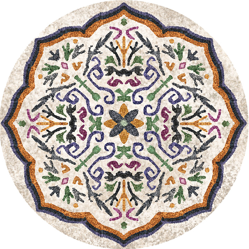 Unique Flower Pattern Rug Multicolor Moroccan Rug Polyester Pet Friendly Non-Slip Backing Washable Area Rug for Living Room Clearhalo 'Area Rug' 'Moroccan' 'Rugs' Rug' 1726270