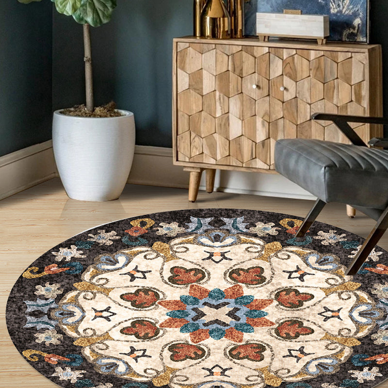 Unique Flower Pattern Rug Multicolor Moroccan Rug Polyester Pet Friendly Non-Slip Backing Washable Area Rug for Living Room Clearhalo 'Area Rug' 'Moroccan' 'Rugs' Rug' 1726272