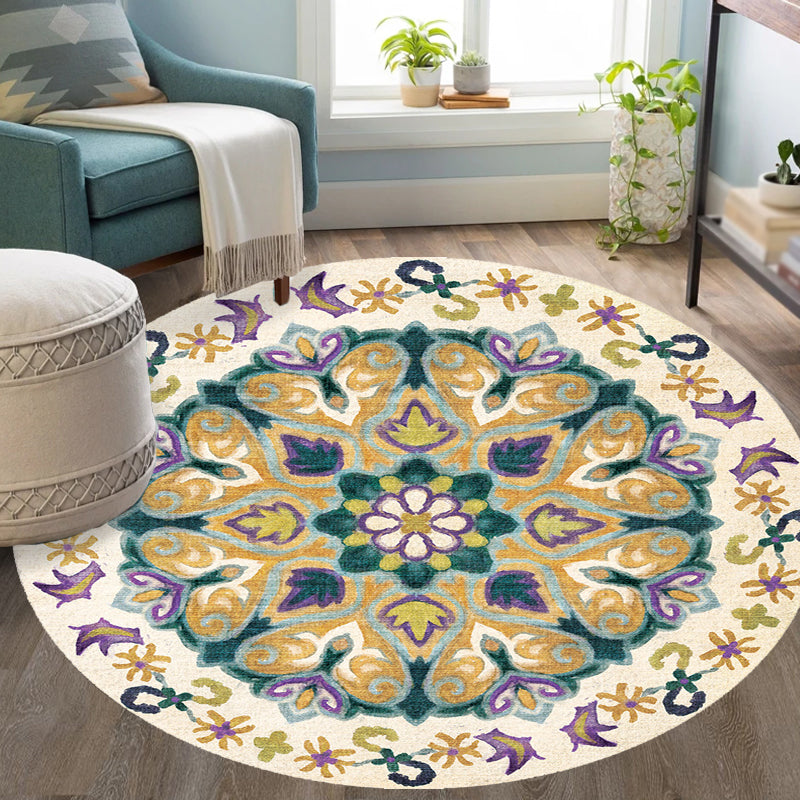 Unique Flower Pattern Rug Multicolor Moroccan Rug Polyester Pet Friendly Non-Slip Backing Washable Area Rug for Living Room Clearhalo 'Area Rug' 'Moroccan' 'Rugs' Rug' 1726275