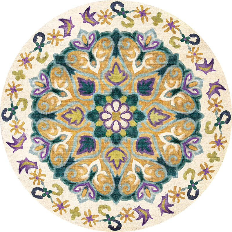 Unique Flower Pattern Rug Multicolor Moroccan Rug Polyester Pet Friendly Non-Slip Backing Washable Area Rug for Living Room Clearhalo 'Area Rug' 'Moroccan' 'Rugs' Rug' 1726276