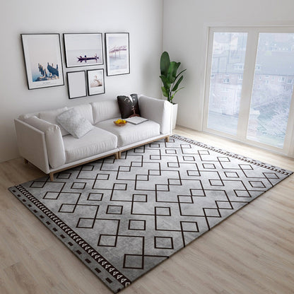 Black and Grey Modernism Rug Polyester Striped Pattern Rug Pet Friendly Washable Anti-Slip Backing Carpet for Decoration Silver Gray Clearhalo 'Area Rug' 'Modern' 'Rugs' Rug' 1726283
