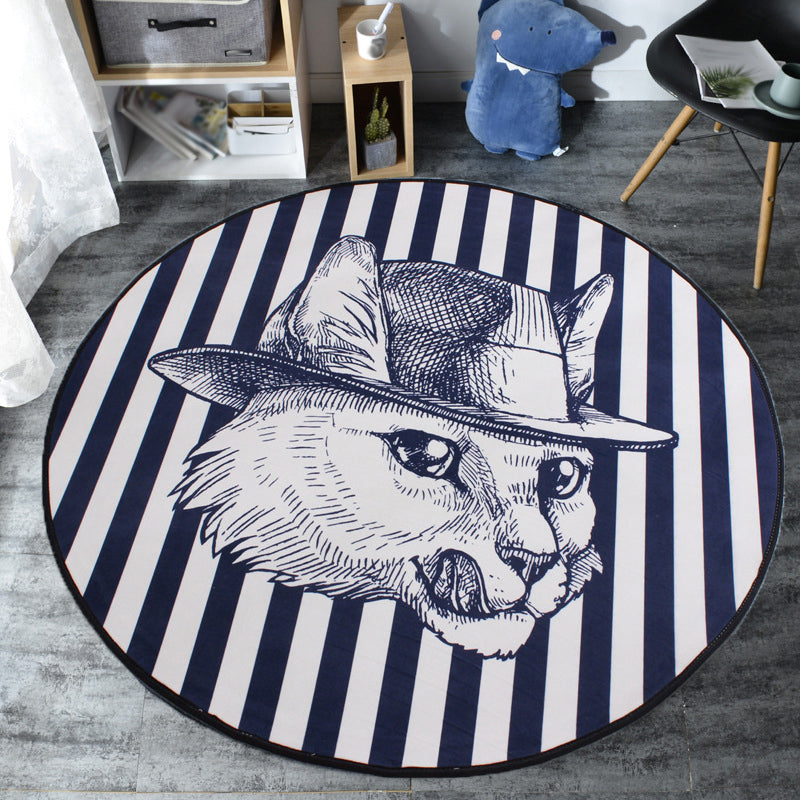 Kids Cat Pattern Rug Blue and Pink Polyester Rug Washable Pet Friendly Non-Slip Area Rug for Child's Bedroom Clearhalo 'Area Rug' 'Rug' 1726294