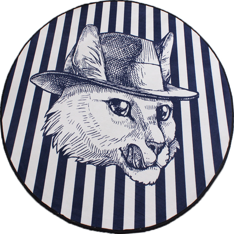 Kids Cat Pattern Rug Blue and Pink Polyester Rug Washable Pet Friendly Non-Slip Area Rug for Child's Bedroom Clearhalo 'Area Rug' 'Rug' 1726295