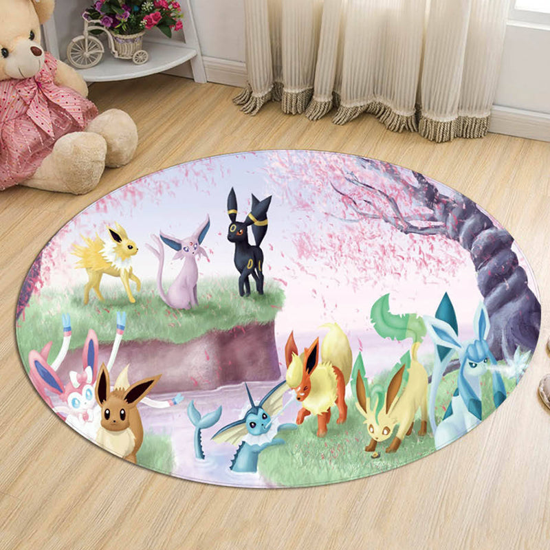 Kids Cartoon Character Pattern Rug Multicolor Polyester Rug Washable Pet Friendly Non-Slip Area Rug for Child's Bedroom Light Red Clearhalo 'Area Rug' 'Rug' 1726308