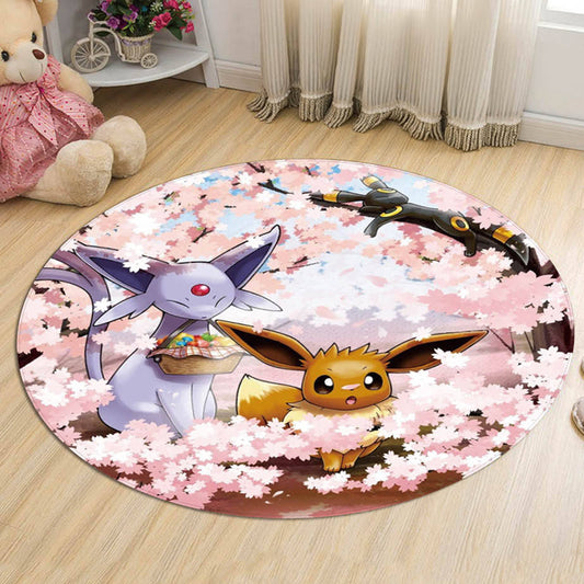 Kids Cartoon Character Pattern Rug Multicolor Polyester Rug Washable Pet Friendly Non-Slip Area Rug for Child's Bedroom Pink