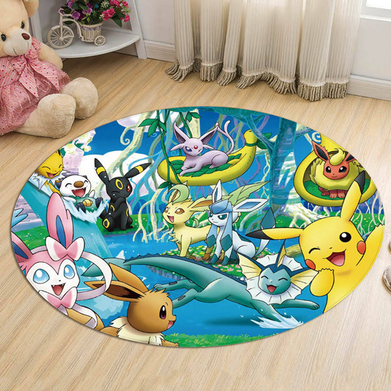 Kids Cartoon Character Pattern Rug Multicolor Polyester Rug Washable Pet Friendly Non-Slip Area Rug for Child's Bedroom Blue Clearhalo 'Area Rug' 'Rug' 1726316