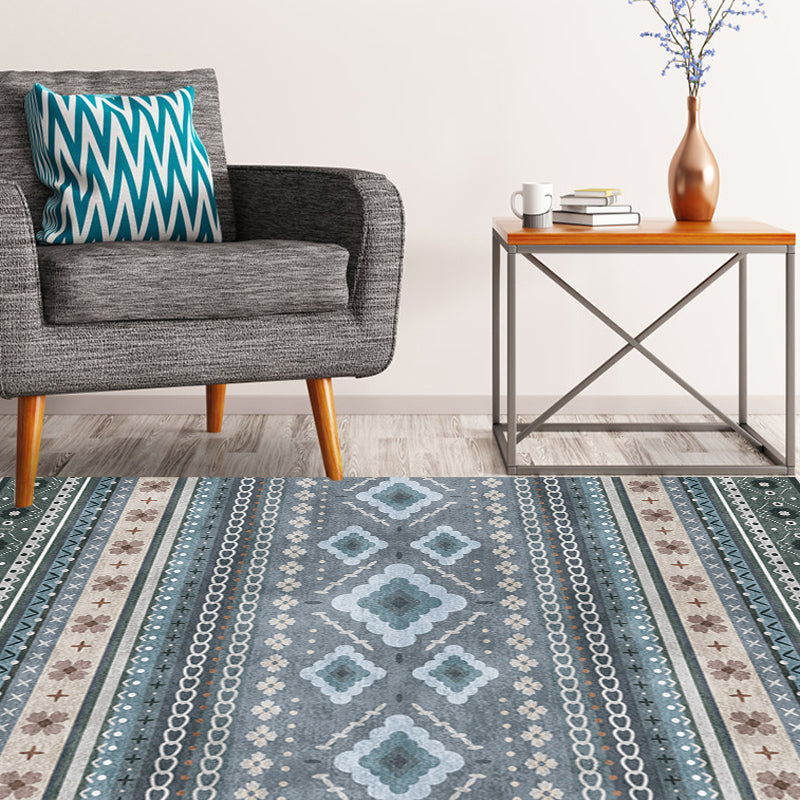 Multicolor Bohemian Rug Polyester Tribal Stripe Pattern Rug Pet Friendly Washable Anti-Slip Backing Carpet for Decoration Grey Clearhalo 'Area Rug' 'Bohemian' 'Rugs' Rug' 1726331