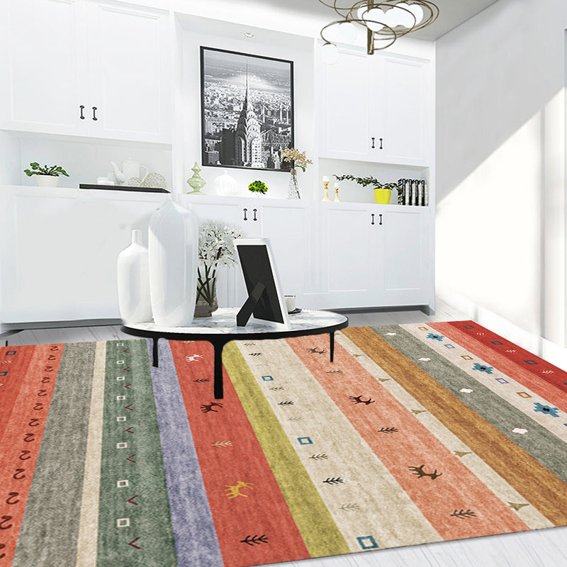 Multicolor Bohemian Rug Polyester Tribal Stripe Pattern Rug Pet Friendly Washable Anti-Slip Backing Carpet for Decoration Orange Red Clearhalo 'Area Rug' 'Bohemian' 'Rugs' Rug' 1726339