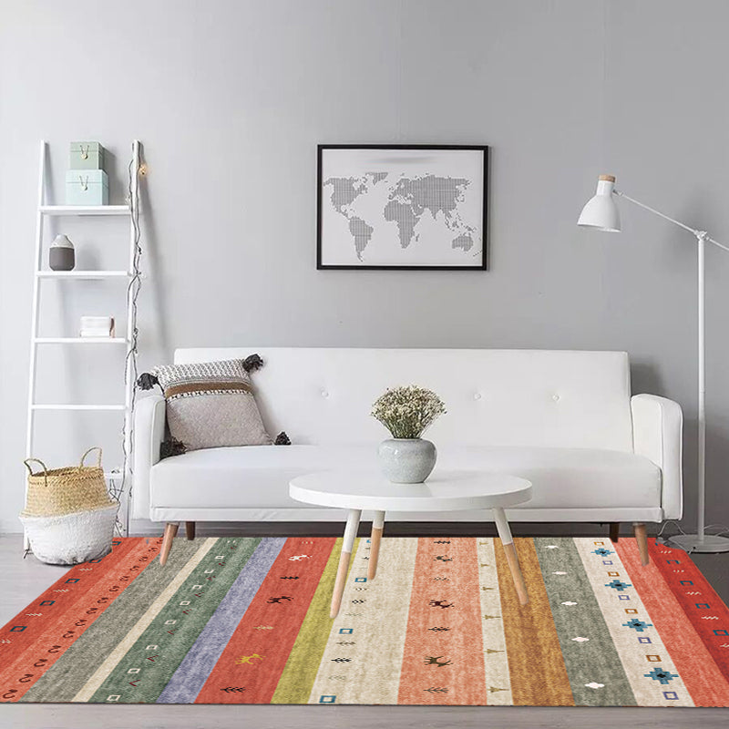Multicolor Bohemian Rug Polyester Tribal Stripe Pattern Rug Pet Friendly Washable Anti-Slip Backing Carpet for Decoration Clearhalo 'Area Rug' 'Bohemian' 'Rugs' Rug' 1726340