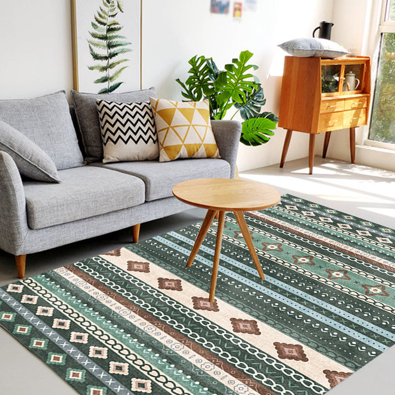 Multicolor Bohemian Rug Polyester Tribal Stripe Pattern Rug Pet Friendly Washable Anti-Slip Backing Carpet for Decoration Clearhalo 'Area Rug' 'Bohemian' 'Rugs' Rug' 1726343