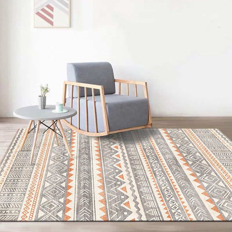 Multicolor Bohemian Rug Polyester Tribal Stripe Pattern Rug Pet Friendly Washable Anti-Slip Backing Carpet for Decoration Light Gray Clearhalo 'Area Rug' 'Bohemian' 'Rugs' Rug' 1726345