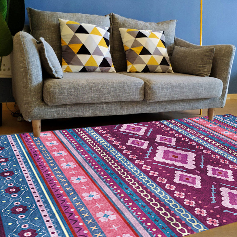 Multicolor Bohemian Rug Polyester Tribal Stripe Pattern Rug Pet Friendly Washable Anti-Slip Backing Carpet for Decoration Clearhalo 'Area Rug' 'Bohemian' 'Rugs' Rug' 1726352