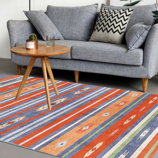 Multicolor Bohemian Rug Polyester Tribal Stripe Pattern Rug Pet Friendly Washable Anti-Slip Backing Carpet for Decoration Yellow-Red Clearhalo 'Area Rug' 'Bohemian' 'Rugs' Rug' 1726354