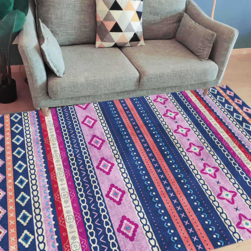 Multicolor Bohemian Rug Polyester Tribal Stripe Pattern Rug Pet Friendly Washable Anti-Slip Backing Carpet for Decoration Clearhalo 'Area Rug' 'Bohemian' 'Rugs' Rug' 1726358