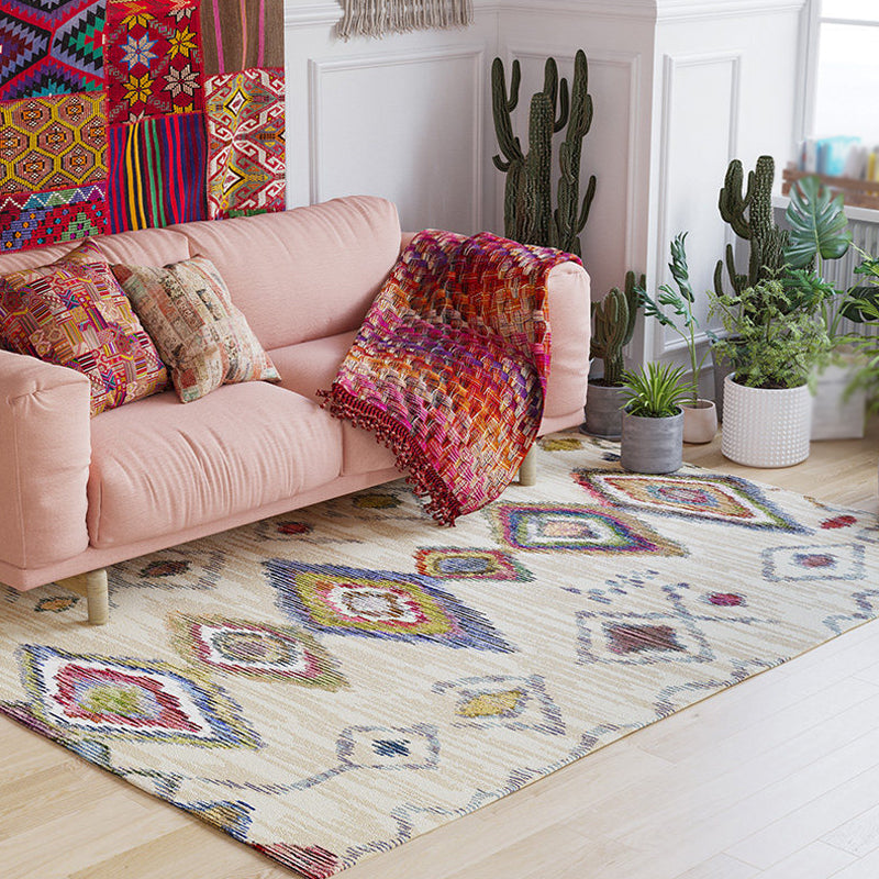 Bohemian Geometric Pattern Rug Multicolor Polyester Rug Machine Washable Non-Slip Backing Area Rug for Living Room Apricot Clearhalo 'Area Rug' 'Bohemian' 'Rugs' Rug' 1726360