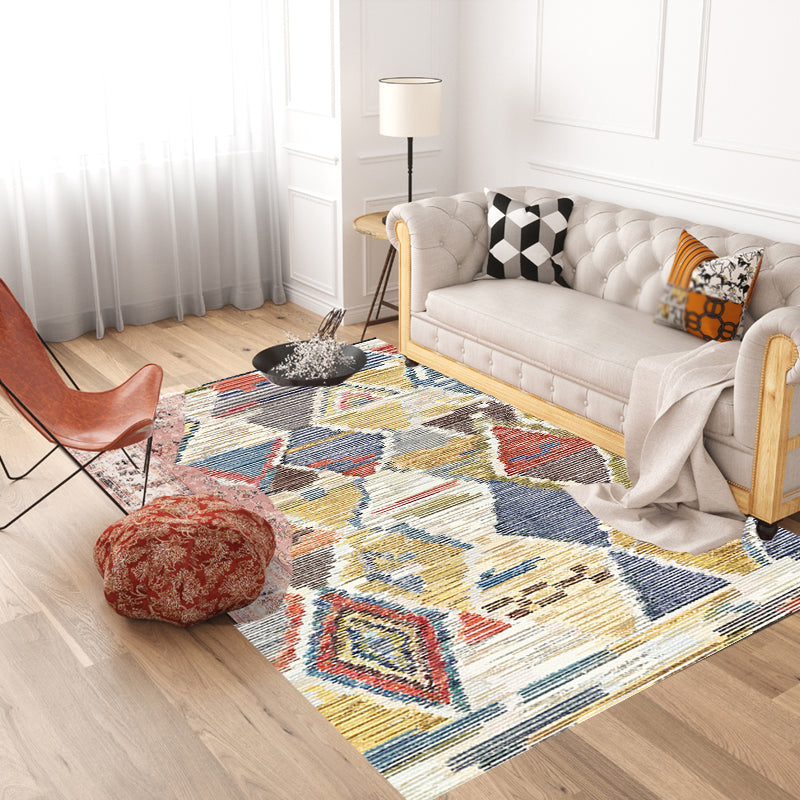 Bohemian Geometric Pattern Rug Multicolor Polyester Rug Machine Washable Non-Slip Backing Area Rug for Living Room Yellow Clearhalo 'Area Rug' 'Bohemian' 'Rugs' Rug' 1726371