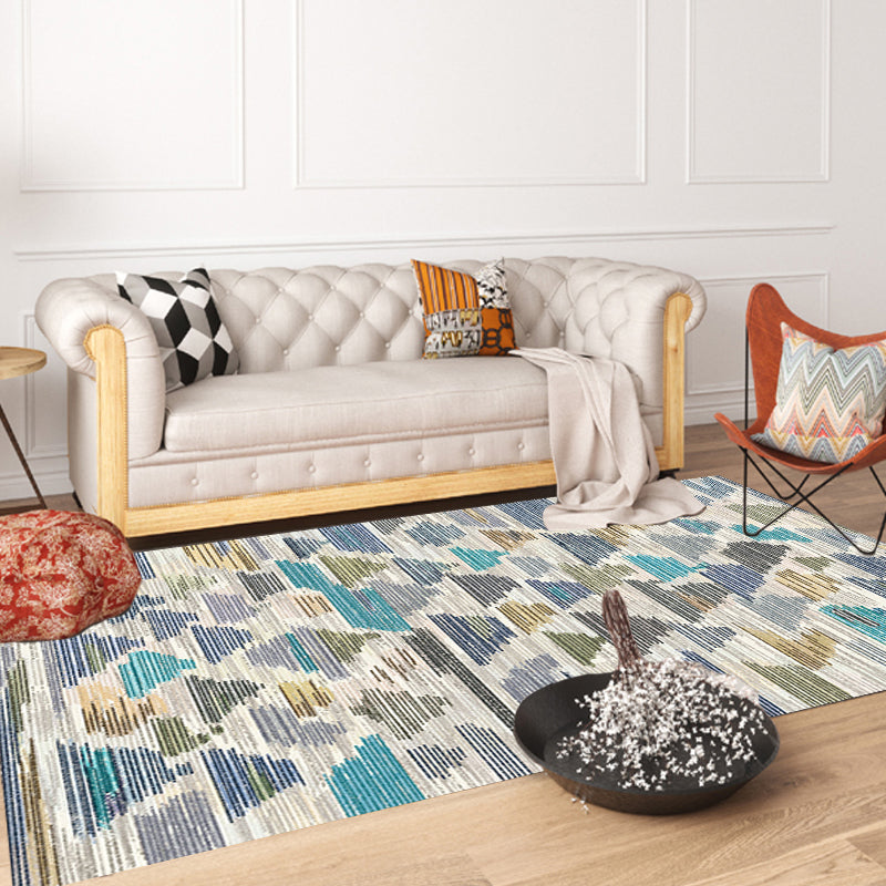 Bohemian Geometric Pattern Rug Multicolor Polyester Rug Machine Washable Non-Slip Backing Area Rug for Living Room Blue Clearhalo 'Area Rug' 'Bohemian' 'Rugs' Rug' 1726377