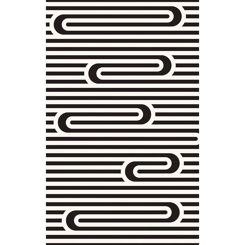 Modern Striped Pattern Rug Black and White Polyester Rug Washable Pet Friendly Non-Slip Area Rug for Living Room Clearhalo 'Area Rug' 'Modern' 'Rugs' Rug' 1726391