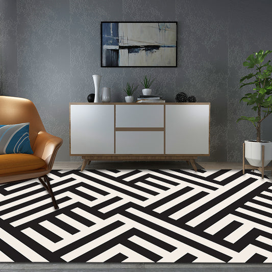 Modern Striped Pattern Rug Black and White Polyester Rug Washable Pet Friendly Non-Slip Area Rug for Living Room Clearhalo 'Area Rug' 'Modern' 'Rugs' Rug' 1726397