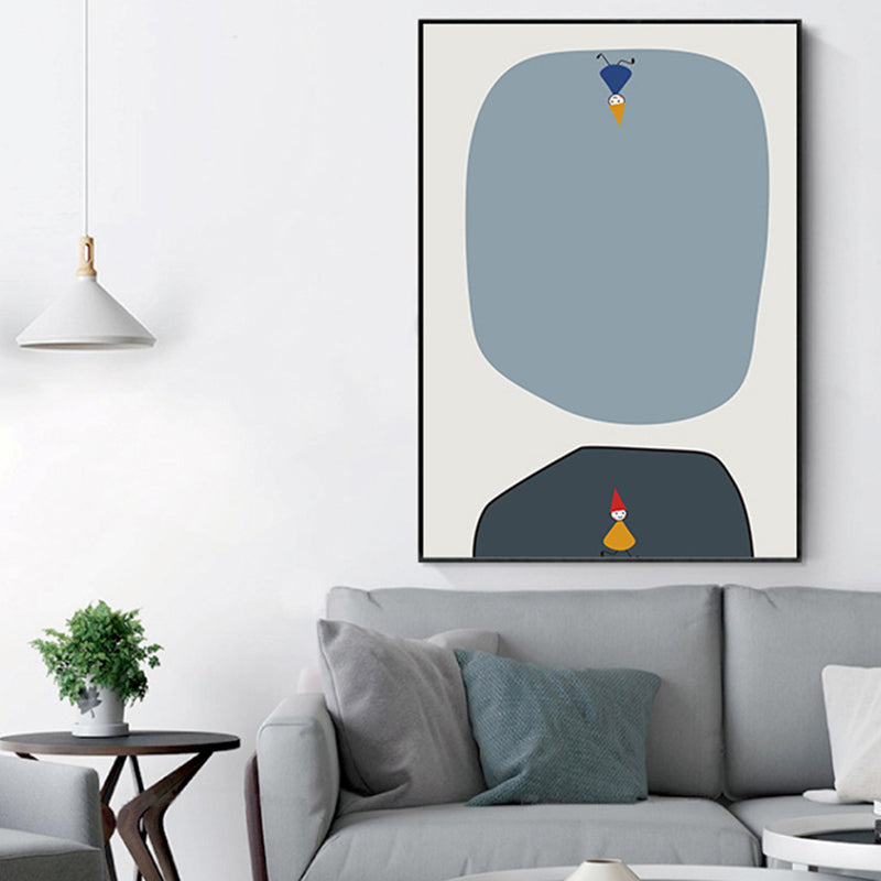 Pastel Color Little Man Art Textured Painting for Bathroom, Multiple Sizes Available Grey Clearhalo 'Arts' 'Canvas Art' 1726494