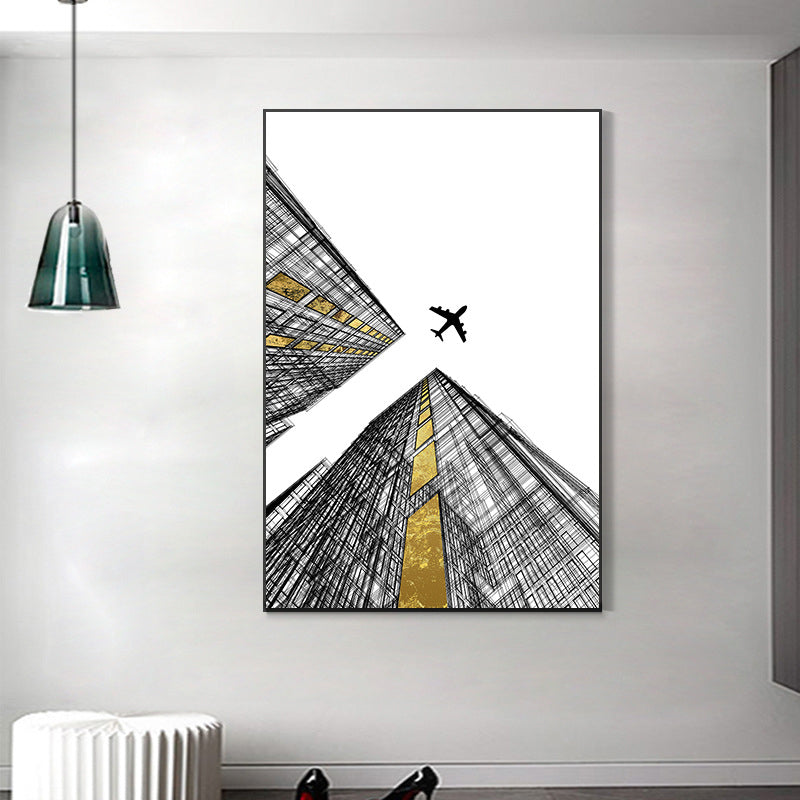 Modern Style Tall Buildings Canvas Light Color Textured Wall Decor for Guest Room Grey Clearhalo 'Art Gallery' 'Canvas Art' 'Contemporary Art Gallery' 'Modern' Arts' 1726513