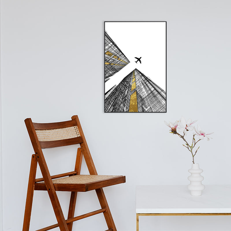 Modern Style Tall Buildings Canvas Light Color Textured Wall Decor for Guest Room Clearhalo 'Art Gallery' 'Canvas Art' 'Contemporary Art Gallery' 'Modern' Arts' 1726514