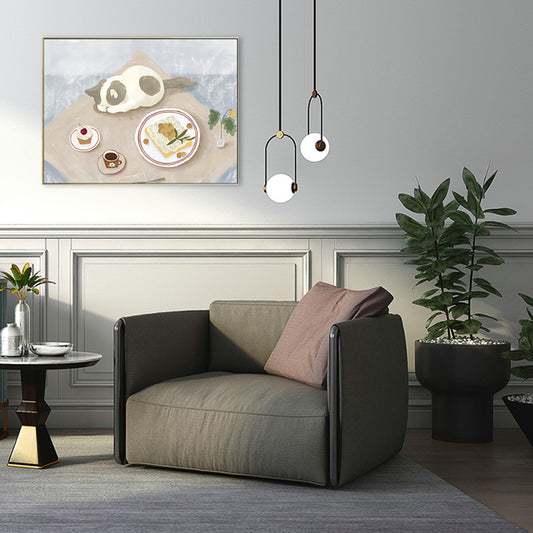 Pastel Color Cartoon Cat Painting Textured Contemporary Style Dining Room Wall Art Clearhalo 'Art Gallery' 'Canvas Art' 'Contemporary Art Gallery' 'Modern' Arts' 1726519